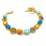 Bracelet By Mariana Woman Jasper and Turquoise Minerals and Opal Swarovski Crystals-YG