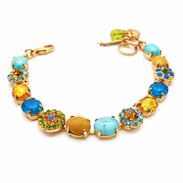 Bracelet By Mariana Woman Jasper and Turquoise Minerals and Opal Swarovski Crystals-YG