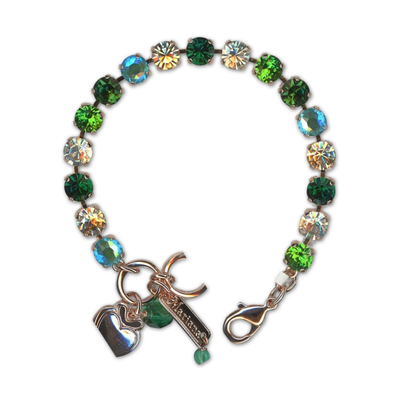 B-4435-1167-RG (1) Bracelet by Mariana Woman Alluring Emerald and Golden Swarovski Crystals - Image 1