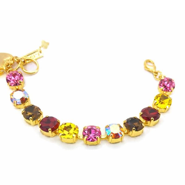 Bracelet By Mariana Woman Classy Fuchsia and Quartz Swarovski Crystals-YG