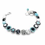 Bracelet By Mariana Woman Beautiful Turquoise, Shell Mineral and Black Swarovski Crystals-SP