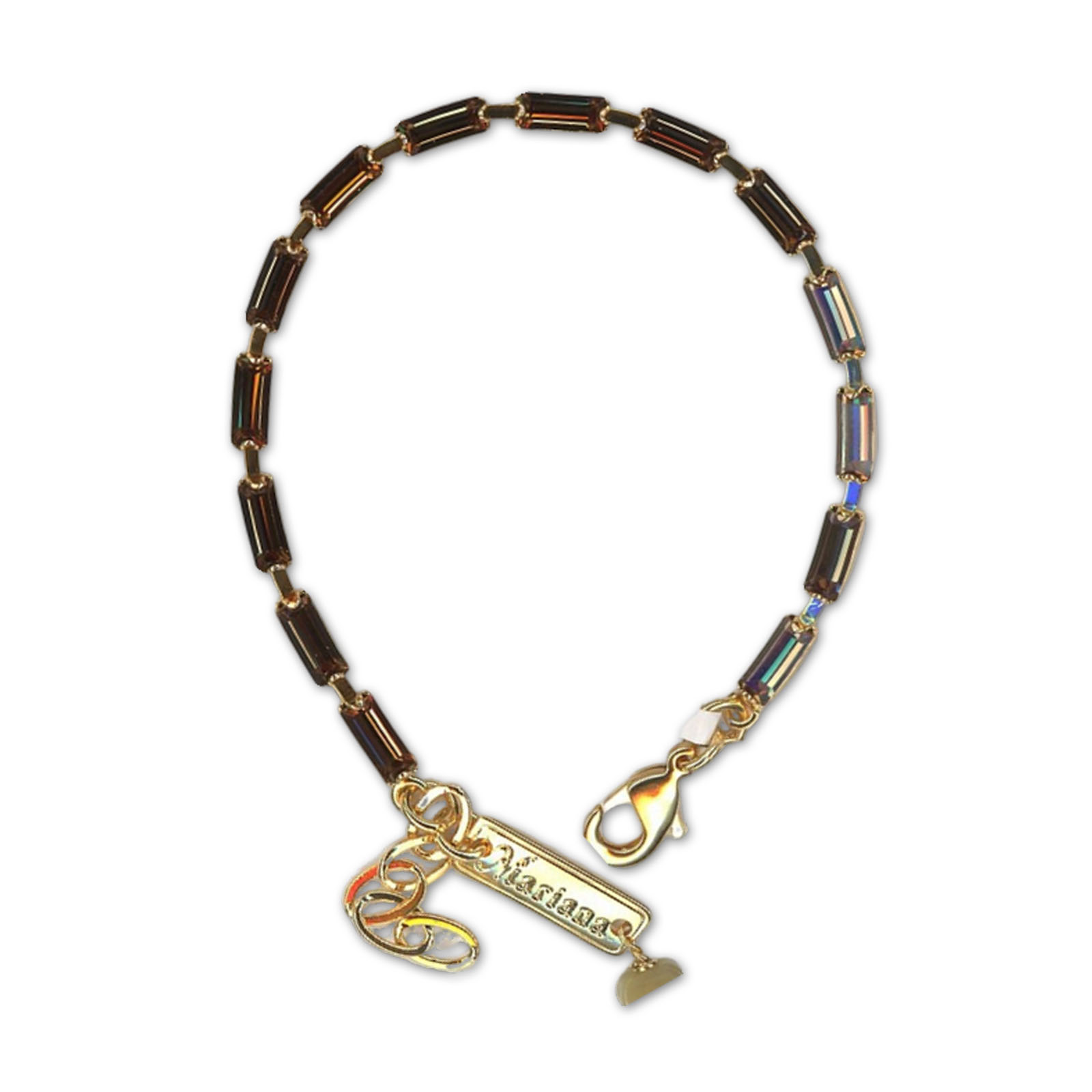 B-4518-1-221221-YG (1) Bracelet by Mariana Woman Classy Light Smoked Topaz Swarovski Crystals - Image 1