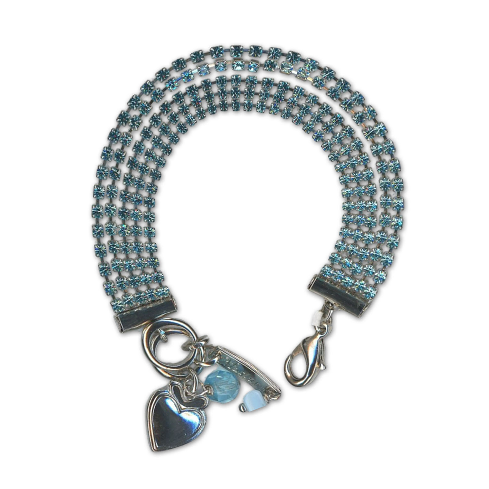 B-4518-202202-RO (1) Bracelet by Mariana Woman Multi Tier Aquamarine Swarovski Crystals - Image 1