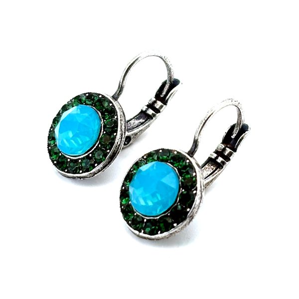 Earrings By Mariana Woman Beautiful Green and Blue Opal Swarovski Crystals -SP