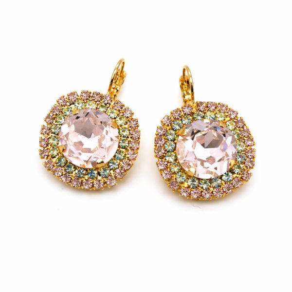 Earrings by Mariana Woman Lovely Rose and Chrysolite Swarovski Crystals-YG