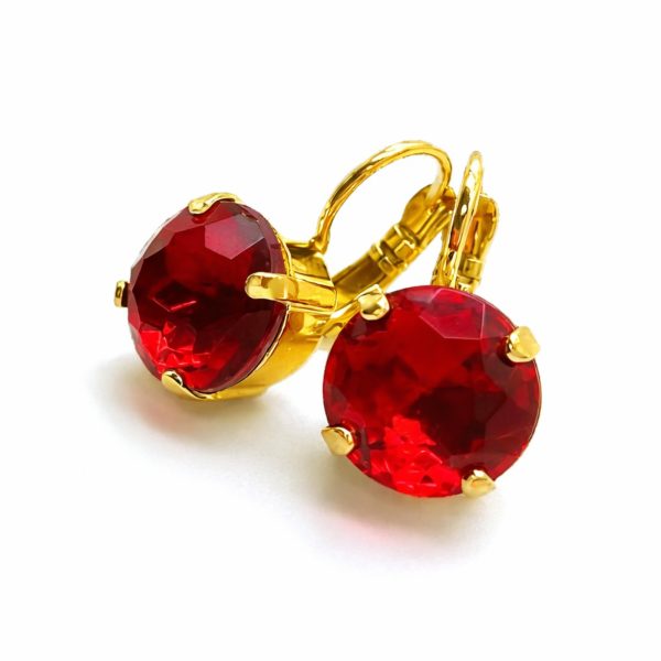 Earrings By Mariana Woman Stunning Ruby Swarovski Crystals-YG