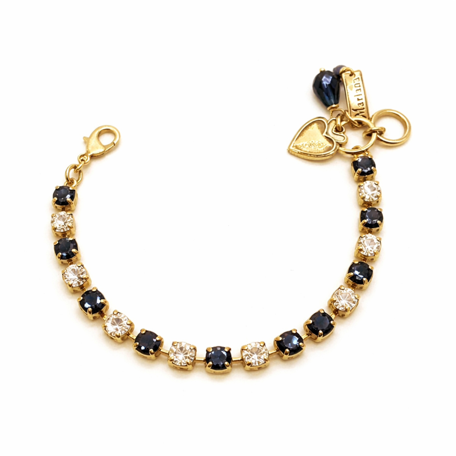 B-4000-207001-YG (3) Bracelet By Mariana Woman Elegant Montana and Clear Swarovski Crystals-YG - Image 1