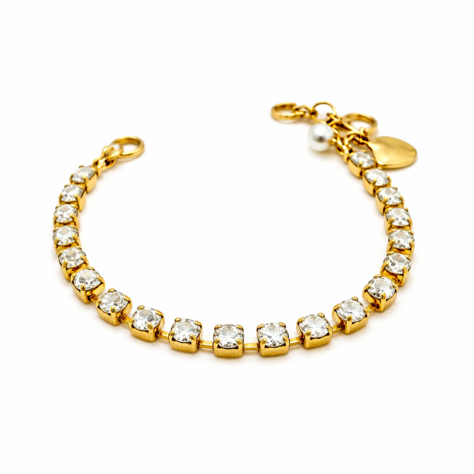 B-4000-256256-YG (2) Bracelet By Mariana Woman Beautiful Powder Grey Swarovski Crystals-YG - Image 1