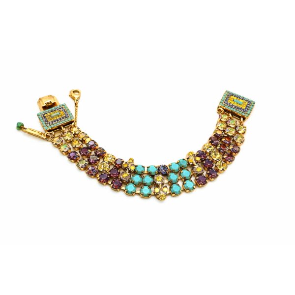 Bracelet By Mariana Woman Turquoise and Purple Swarovski Crystals-YG