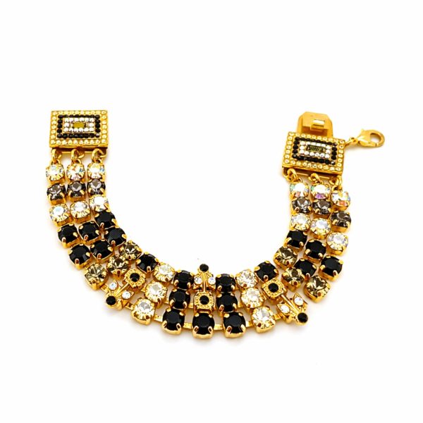 Bracelet By Mariana Woman Elegant Jet and Golden Swarovski Crystals-YG