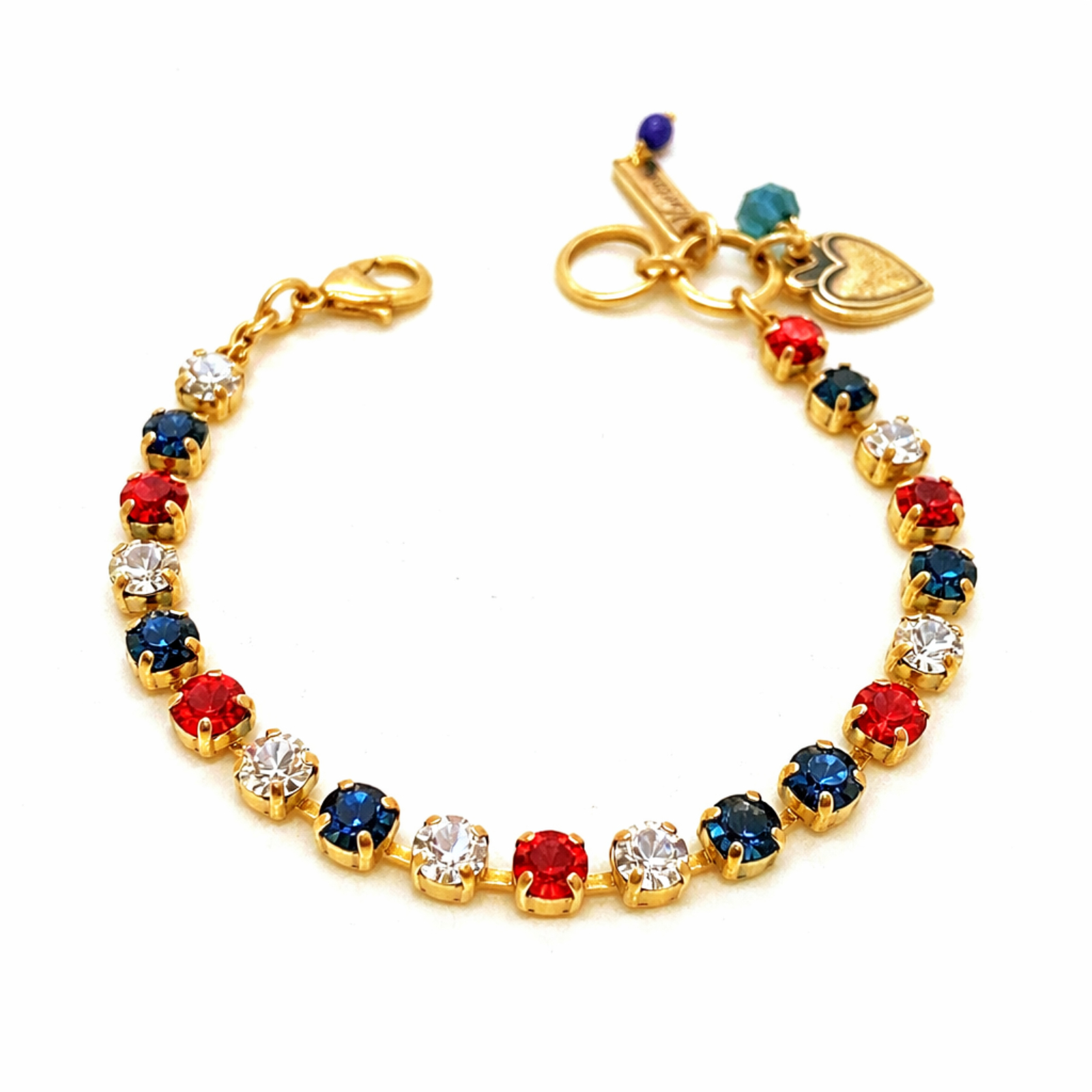 B-4000-8188-YG (3) Bracelet By Mariana Woman Gorgeous Sapphire and Siam Swarovski Crystals-YG - Image 1