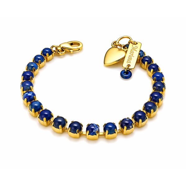 Bracelet By Mariana Woman Beautiful Round Blue Sodalite Minerals-YG