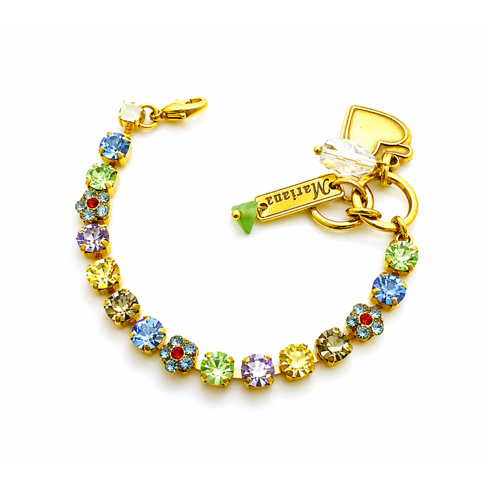B-4000C-539-YG (1) Bracelet By Mariana Child Size Playful Jonquil and Light sapphire Swarovski Crystals-YG - Image 1