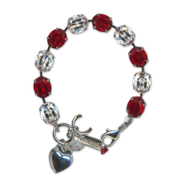 Bracelet by Mariana Woman Stunning Siam and Clear Swarovski Crystals