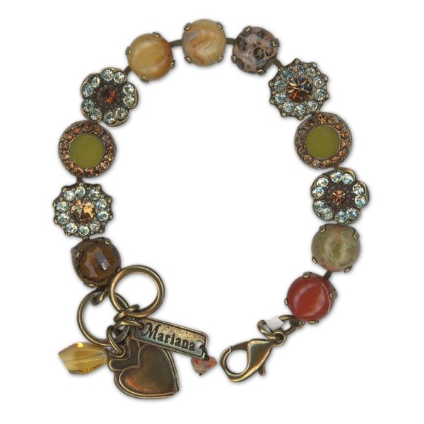 Bracelet by Mariana Woman Charming Jasper Mineral and Topaz Swarovski Crystals