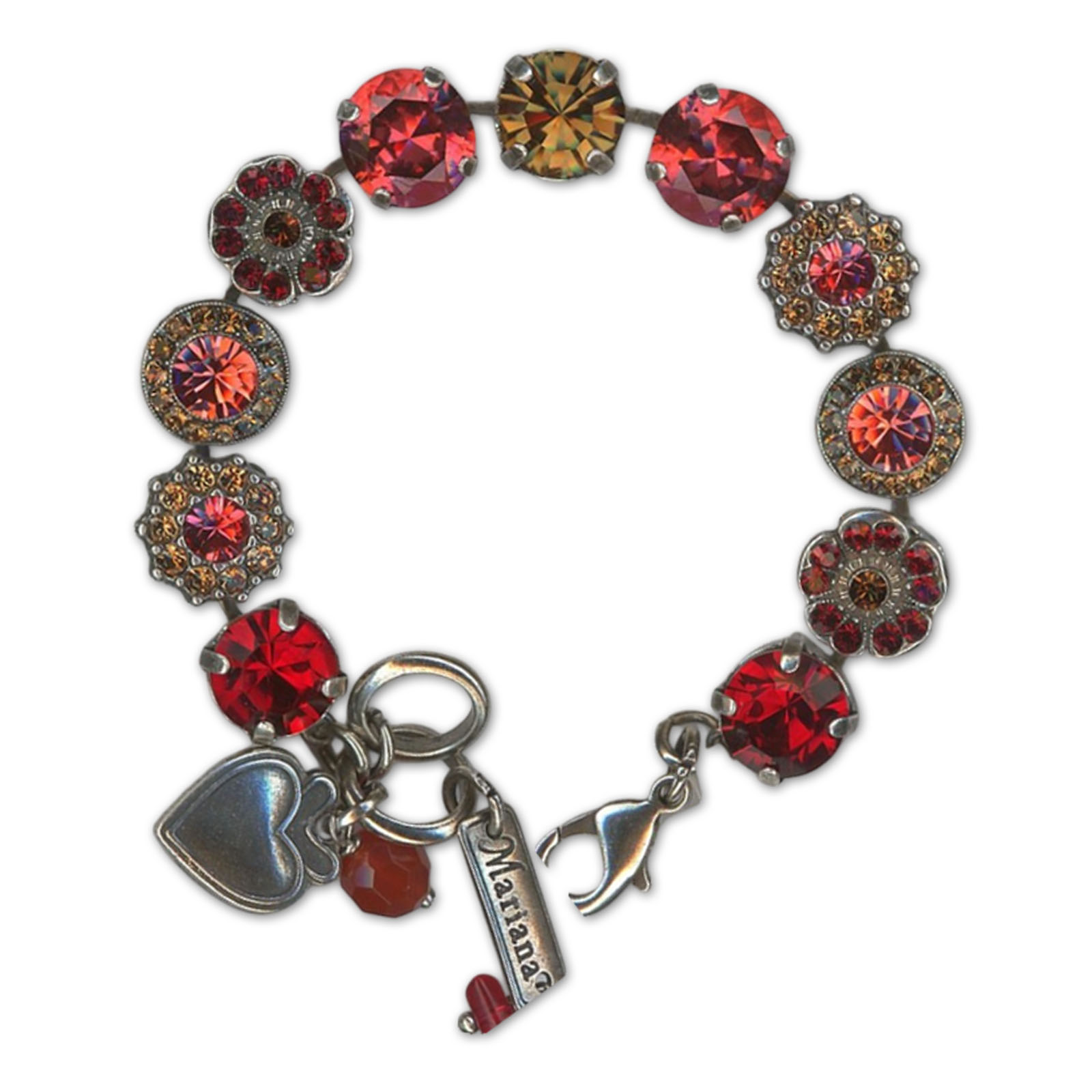 B-4084-5008-SP (2) Bracelet by Mariana Woman Glamorous Siam and Topaz Swarovski Crystals - Image 1