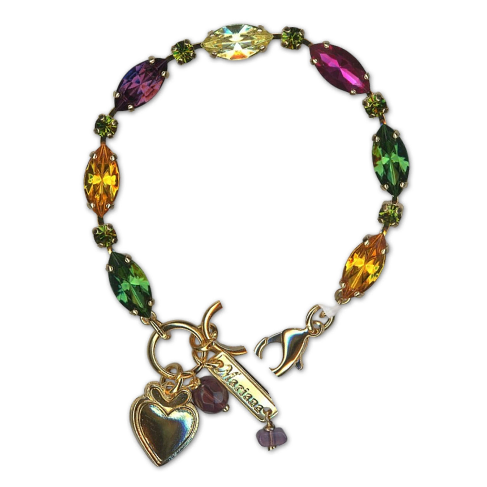 B-4111-1-333-YG (2) Bracelet by Mariana Woman Gorgeous Multi Colored Swarovski Crystals - Image 1