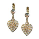 Earrings by Mariana Woman Heart Dangling Clear and Pearl Swarovski Crystals - Image 3
