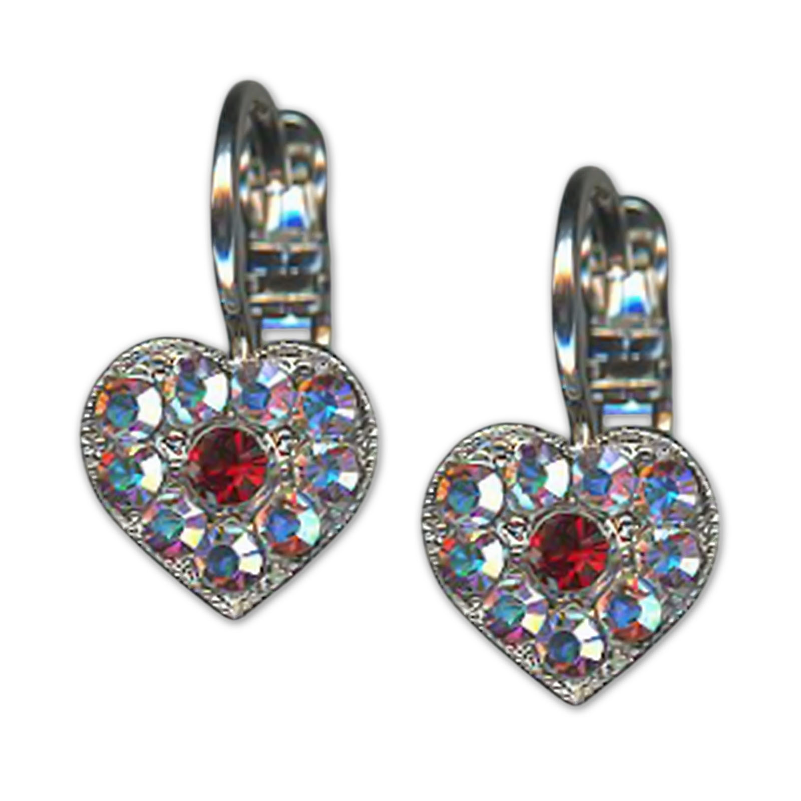 E-1028-11-2300-RO6 (1) Earrings by Mariana Woman Heart Shaped AB and Red Swarovski Crystals - Image 1