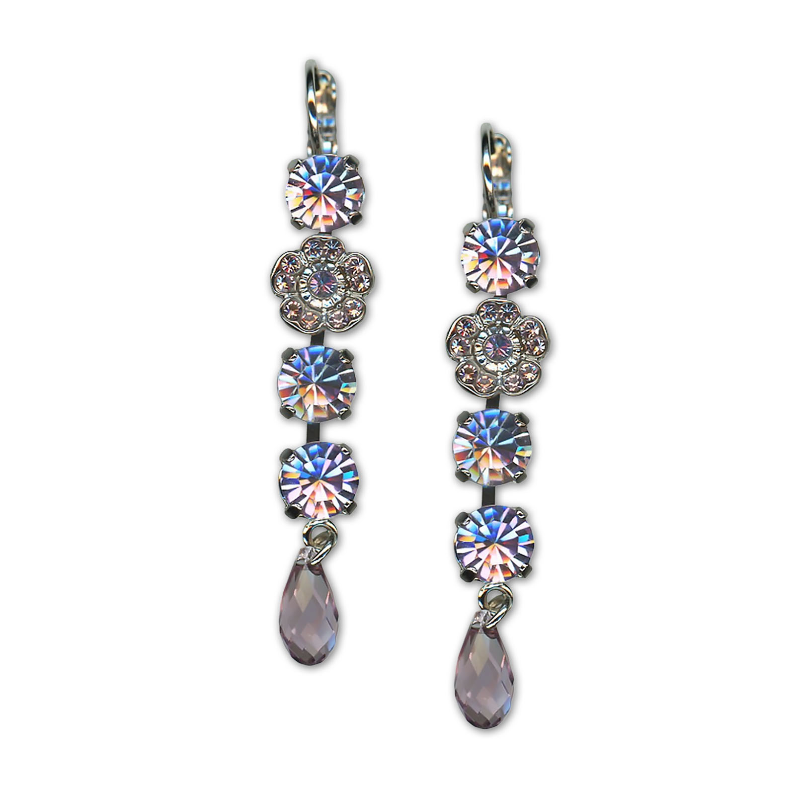 E-1044-2-001VL-RO6 (1) Earrings by Mariana Woman Dangling Floral Vitral Light Swarovski Crystals - Image 1
