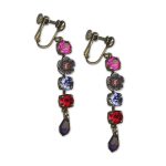 Earrings by Mariana Woman Sophisticated Fuchsia and Purple Swarovski Crystals - Image 2