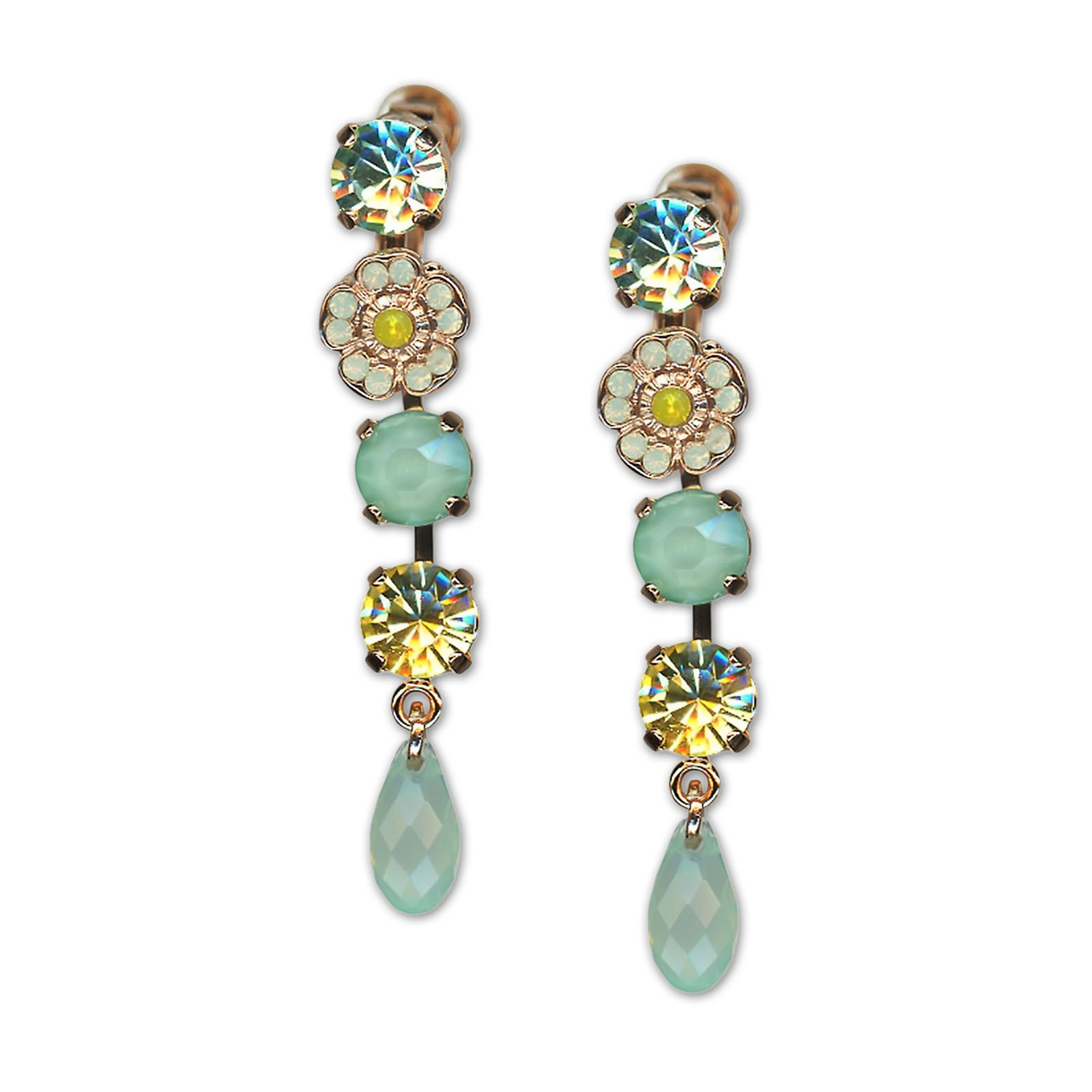 E-1044-2-136-RG5 (1) Earrings by Mariana Woman Beautiful Chrysolite and Jonquil Swarovski Crystals - Image 1