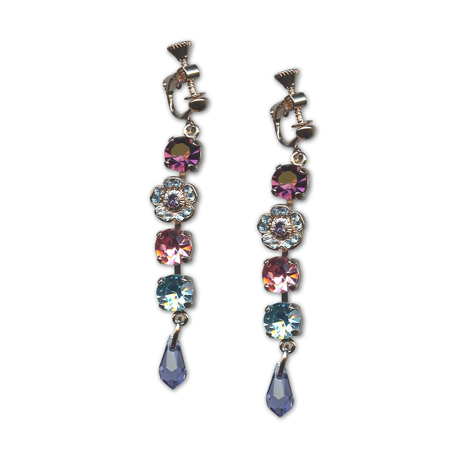 E-1044-2-144-RG4 (1) Earrings by Mariana Woman Elegant Amethyst and Aquamarine Swarovski Crystals - Image 1