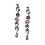 Earrings by Mariana Woman Elegant Amethyst and Aquamarine Swarovski Crystals - Image 3