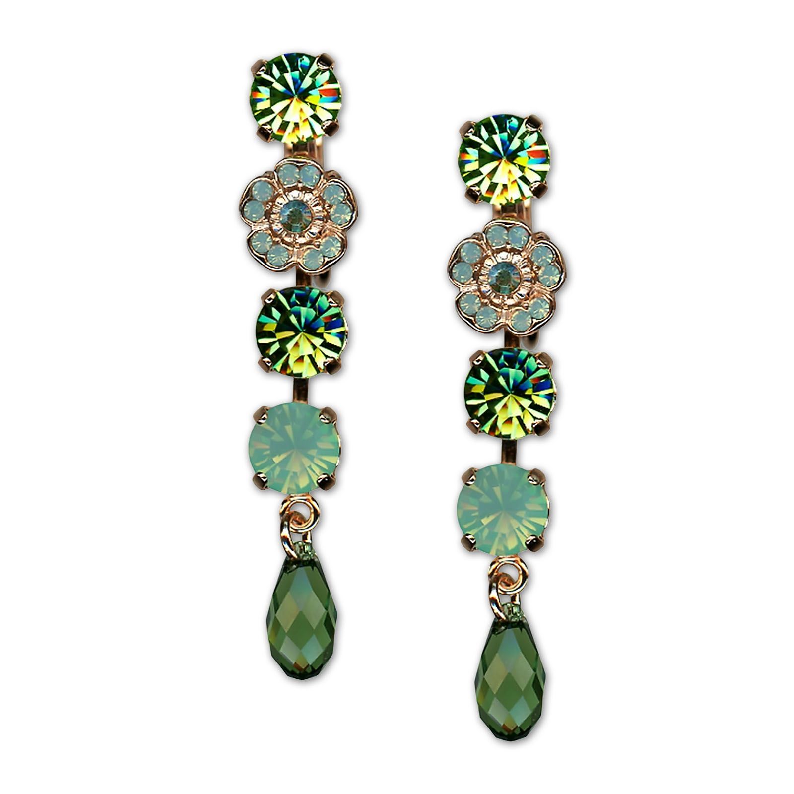 E-1044-2-2143-RG5 (1) Earrings by Mariana Woman Classy Green and Opal Swarovski Crystals - Image 1