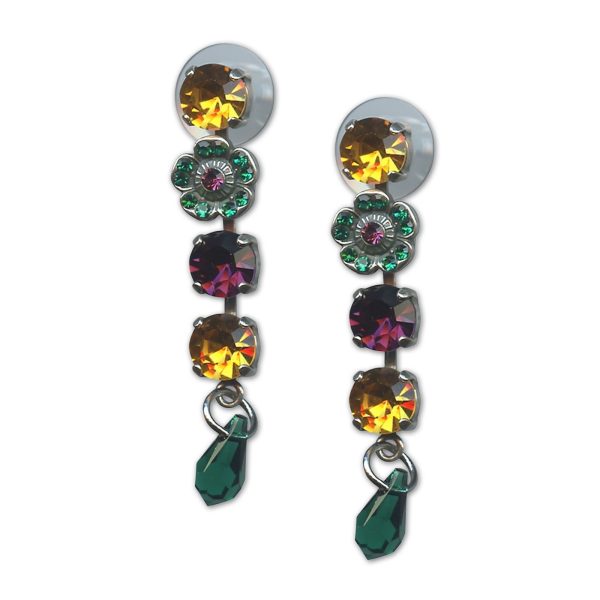 Earrings by Mariana Woman Luxurious Emerald and Amethyst Swarovski Crystals
