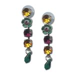 Earrings by Mariana Woman Luxurious Emerald and Amethyst Swarovski Crystals - Image 3