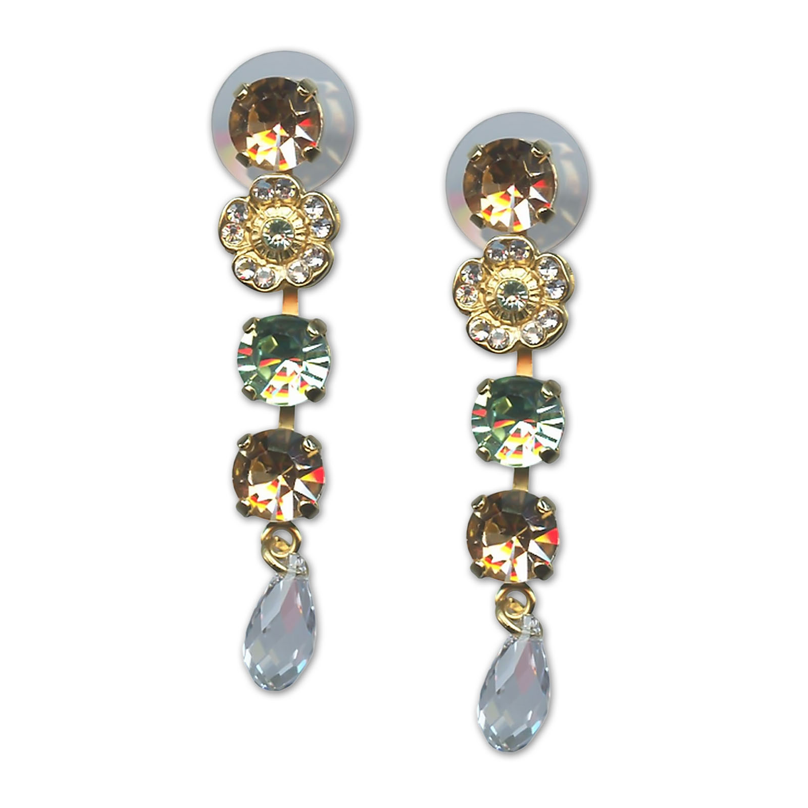 E-1044-2-2383-YG2 (1) Earrings by Mariana Woman Beautiful Golden and Chrysolite Swarovski Crystals - Image 1