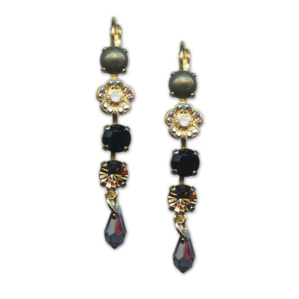 Earrings by Mariana Woman Elegant Quartz Mineral and Jet Swarovski Crystals