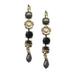 Earrings by Mariana Woman Elegant Quartz Mineral and Jet Swarovski Crystals - Image 2
