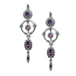 Earrings by Mariana Woman Glamorous Purple and Opal Swarovski Crystals