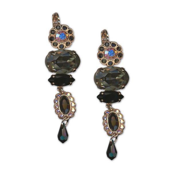 Earrings by Mariana Woman Elegant Black Diamond and Jet Swarovski Crystals