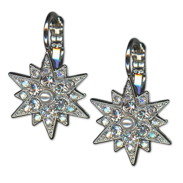 Earrings by Mariana Woman Star Burst Moonlight and Pearl Swarovski Crystals