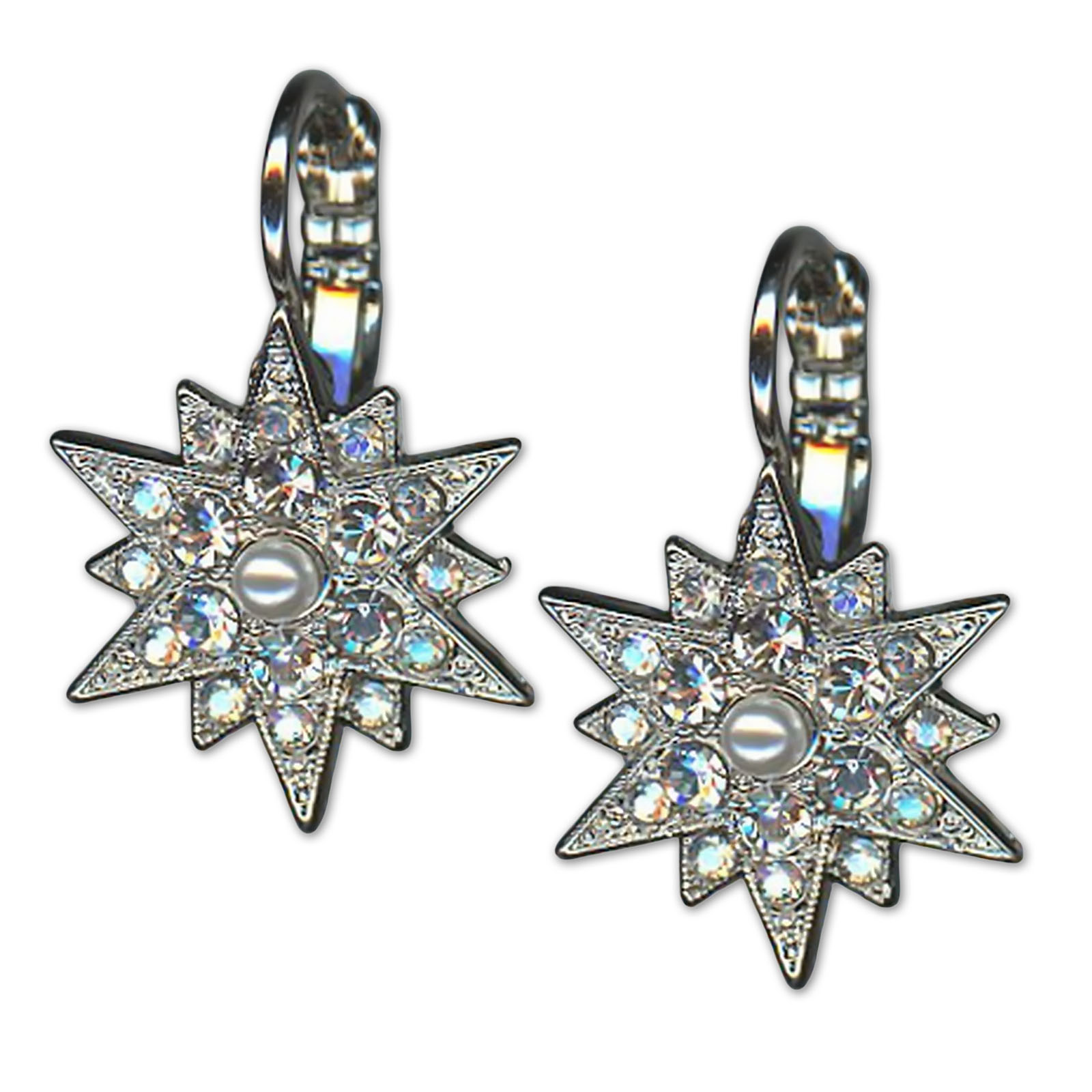 E-1420-MOL139-RO6 (1) Earrings by Mariana Woman Star Burst Moonlight and Pearl Swarovski Crystals - Image 1