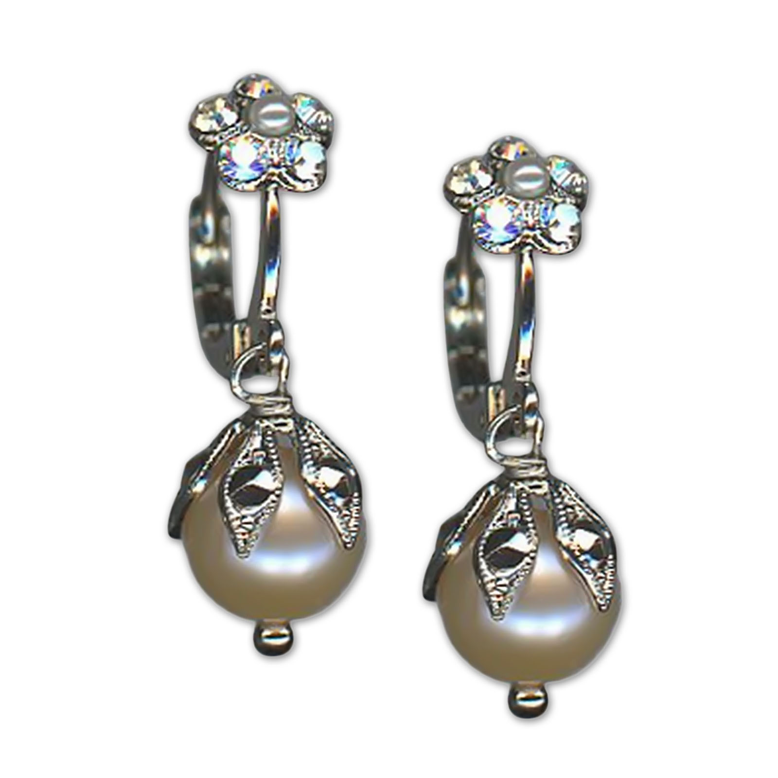E-1424-3-MOLM48-RO6 (1) Earrings by Mariana Woman Timeless Pearl Mineral and Moonlight Swarovski Crystals - Image 1