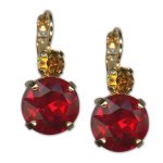 Earrings by Mariana Woman Sophisticated Siam and Astral Pink Swarovski Crystals - Image 3