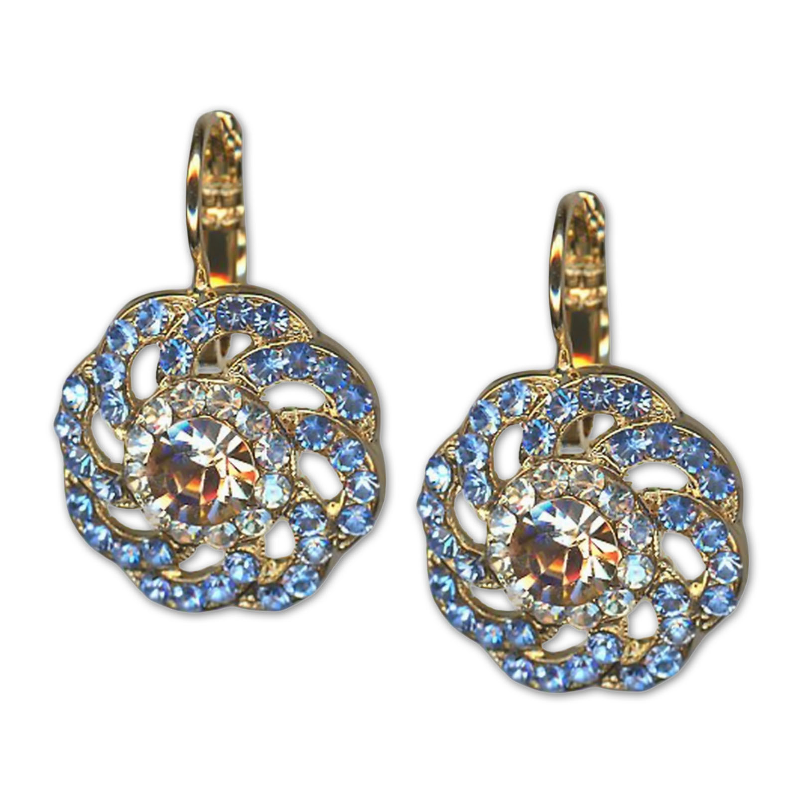 E-1526-2-5005-YG6 (1) Earrings by Mariana Woman Gorgeous Sapphire and Peach Swarovski Crystals - Image 1