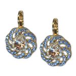Earrings by Mariana Woman Gorgeous Sapphire and Peach Swarovski Crystals - Image 2