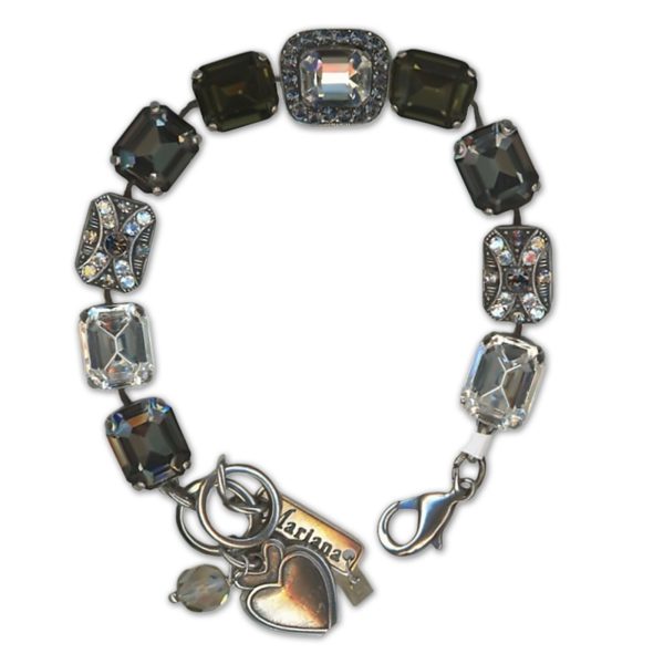 Bracelet by Mariana Woman Exquisite Black Diamond and Clear Swarovski Crystals