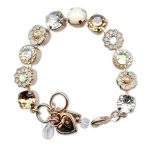 Bracelet by Mariana Woman Timeless Turquoise White Mineral and Champagne Swarovski Crystals