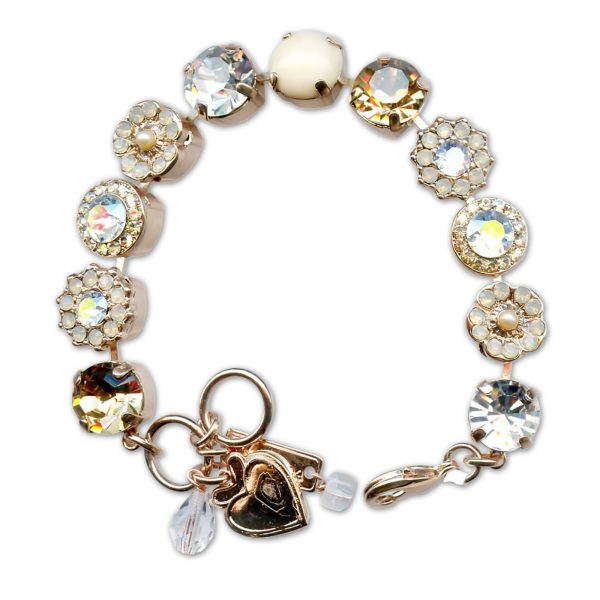 Bracelet by Mariana Woman Timeless Turquoise White Mineral and Champagne Swarovski Crystals