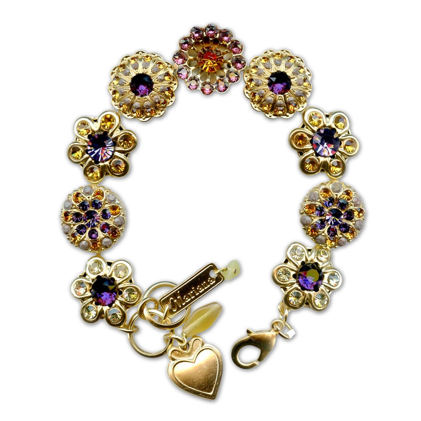 B-4138-1032-YG (3) Bracelet by Mariana Woman Glamorous Amethyst and Topaz Swarovski Crystals - Image 1