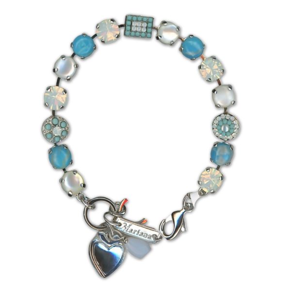 Bracelet by Mariana Woman Charming White Shell Mineral and Opal Swarovski Crystals