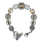 Bracelet by Mariana Woman Elegant Blue Quartz Mineral and Golden Swarovski Crystals