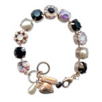 Bracelet by Mariana Woman Timeless Pearl and Jet Swarovski Crystals - Image 2