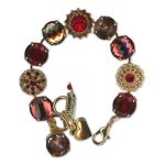 Bracelet by Mariana Woman Glamorous Burgundy and Siam Swarovski Crystals - Image 2